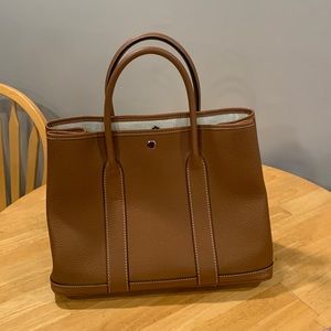 Brown leather satchel